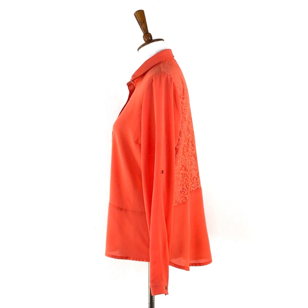 Marsel Orange Lace Back Peplum Hem Blouse - Picture 3 of 7
